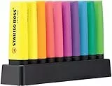 STABILO Resaltador Boss Original – Set de escritorio x 10 resaltadores 100% neón