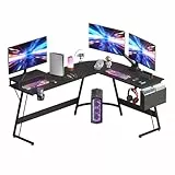 SANODESK Escritorio Esquinero Mesa Gaming Escritorio Gaming 167x127x75cm,Escritorio en Forma de L,con una Mesita para Soportar el Monitor,Secretaria Escritorio,Mesa esquinera para PC Grande-Negro