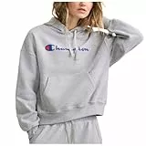 Champion Women's Powerblend Relaxed Hoodie, Screen Print Script, Oxford Gray-Y08113, Medium