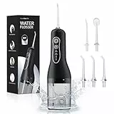 Irrigador Dental Portátil Profesional con 4 Modos y 5 Boquillas, Hidropulsor Eléctrico de 260 ml Recargable USB-C para Limpieza Interdental, Irrigador Bucal IPX7 Impermeable para Casa y Viaje