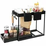 SZYILIDA Estante de Cocina 2 Niveles Bajo Fregadero, Organizador Extraíble de Almacenamiento