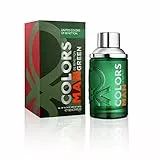 Benetton, Green from United Colors, Eau de Toilette para Hombre, Larga duración, Fragancia fresca, elegante, atractiva y masculina, Notas de madera, cítricos y vetiver, 100 ml