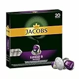 Jacobs Lungo 8 Intenso, Cápsulas de Café, Compatible con NExpreso, Café, 20 Cápsulas, c/u 5.2 g