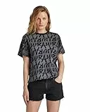 G-STAR Para Mujer Camiseta Calligraphy Allover Boxy, Multicolor (Grey Asphalt Raw Paint D24765-D611-G419), S