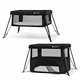 Kinderkraft CAMI Cuna de viaje para bebé 3 en 1, Parque de juegos, Fácil de plegar, Ligera y móvil, Bolsa de viaje incluida, Negro