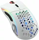 Glorious Gaming Model D Wireless Ratón gaming inalámbrico - 69 g superligero, sin lag 2,4 GHz inalámbrico, hasta 71 horas de batería, RGB, sensor BAMF, ergonómico, 6 botones - Blanco mate