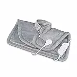 medisana HP 622 Almohadilla térmica para cuello y hombros, Capa eléctrica térmica, Protección contra sobrecalentamiento y apagado automático, 6 niveles de temperatura, Lavable, Gris