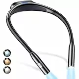 Gritin Luz de Lectura Cuello, Lampara Lector de Libro Recargable, 3 Colores Modos con Función de Memoria & Atenuación Continua, Duración de La Batería, Brazos Flexibles Ideal para Leer/Reparar