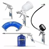 Goodyear - Kit de aire para Compresor Profesional 5 piezas (Pistola de Soplado, Pistola de Petroleado, Pistola de Pintura, Pistola de Inflado, Manguera Espiral)