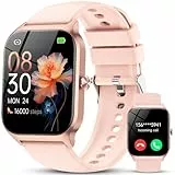 Reloj Inteligente Mujer,1.85' HD Smartwatch Mujer con Llamadas, Whatsapp Notificaciones, Smart Watch con Podómetro/Pulsómetro/SpO2/Monitor de Sueño,115+ Modos Deportes, IP68 Impermeable -Rosa Perla