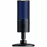 Razer Seiren X para PlayStation - Micrófono de condensador USB para transmisión en PS4 y PS5 (compacto con amortiguador, patrón de grabación supercardioide, botón de silencio) Negro-Azul