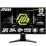 MSI mag 255XF Monitor FHD Gaming de 24,5', Panel IPS rápido de 1920 x 1080, 300 Hz / 0,5 ms (GtG, mín.) sRGB del 120%, Diseño sin Marcos, Preparado para HDR, DisplayPort 1.4a, HDMI, Negro