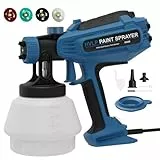 Pistola Pintura, Pistola Pintura Electrica HVLP de 700W con Conexiones para Limpieza y Soplado, 4 Boquillas y 3 Patrones, para Cobertizos de Muebles, Gabinetes, Cercas, Paredes, Puertas, etc.