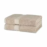 Amazon Basics 2 Toalla de baño de algodón Resistente a la decoloración, Paquete de 2, 76 x 137 cm, Gris Pardo