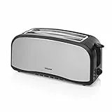Tristar BR-1046 Tostadora con dos ranuras largas, 6 niveles de tostado, bandeja recogemigas, función de descongelar, calentar y cancelar, expulsión automática, 1400 W