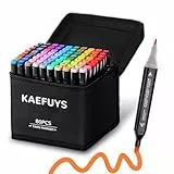 KAEFUYS Rotuladores Colores de 80 Colores Doble Punta Artist Marcadores Permanentes Secado Rápido Marker Pen para Niños, Artistas, Ideales para dibujar, Bocetos, Cómics, Garabatos