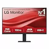 LG 24U421A-B Monitor, 23.8', FHD, Curvo 1500R, Panel VA, 1920 x 1080, 100Hz, 5ms, USB Tipo-C, sRGB 99%, Ajuste Inclinación, Negro Mate