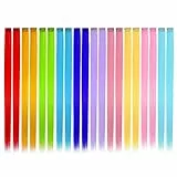 20 Piezas Extensiones de Pelo Reutilizables en 10 Mechas de Colores con Clip, 22 Pulgadas, para Mujeres Niñas Festivales Cosplay