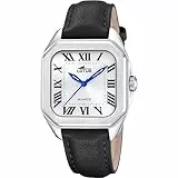 Lotus Reloj Mujer 18968/1 Square Series Caja de Acero Inoxidable 316l Plateado Correa de Piel Negro
