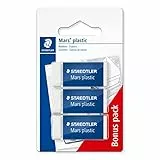 STAEDTLER Mars Plastic - Gomas de borrar (3 unidades), color blanco
