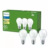 Philips Bombilla LED UltraEficiente Mate (pack 3un), E27, 4W Equivalente a 60W, Luz Blanca Cálida 2700k, Eficiencia Energética A