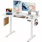 DEVAISE Escritorio Elevable Eléctrico,Mesa Regulable Rltura 120 x 60cm con 3 Memorias,Mesa de Oficina con Panel Inteligente en Casa con Tablero Ensamblado, Blanco