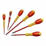 STANLEY FATMAX Juego de 6 Destornilladores Aislados, 3 Planos, 2 Phillips, 1 Test de Voltaje, Mango Bimateria Ergonómico, Aislamiento 1.000V a.c, Código de Color para Identificación, 0-65-441