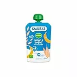 Smileat - Pouch de Frutas Ecológicas - Sin Sal ni Azúcar Añadido, Sin Gluten - Snack Práctico para Peques - Sabor a Yogur Avena