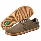 SAGUARO Zapatillas Barefoot Hombre Cuero Zapatos Minimalistas Antideslizantes Ligeros Calzado Descalzo para Casual Trabajo, Noble II, Marrón Claro 43EU