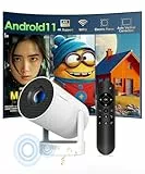 Mini Beamer Portátil con Android 11, Proyector 4k 1080P Full HD Soporte 260ANSI Enfoque Eléctrico, Videoproyector WiFi 6 BT 5.4, Cine Proyector 180 ° Se Puede Girar para TV Stick