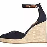 Tommy Hilfiger Alpargatas de cuña Mujer Flag Closed Toe con Correa de Tobillo, Azul (Space Blue), 39