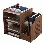 Hggzeg Organizador de escritorio de madera, organizador de escritorio de gran capacidad, organizador de archivos, organizador de documentos de papel A4, caja de almacenamiento de suministros de