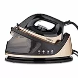 Tower T22023GLD Centro de Planchado – Plancha de Ropa con Generador de Vapor, Suela Cerámica CeraGlide, Botón de Chorro de Vapor y 3 Ajustes de Temperatura, 1.2 L, 2700 W - Oro Champán y Negro