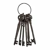 Relaxdays Juego de 6 Llaves Antiguas Decorativas, Llavero Grande Colgante, Adorno Retro Pared, Hierro Fundido, Marrón, 20 cm
