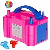 Motorenbau Bomba de Globo Eléctrica, 220V 600 W Bomba de Globo Inflable con 2+2 Boquillas, Inflador Globos para Fiestas, Bodas, Decoraciones de Cumpleaños, Rosa