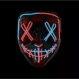 Costumed Máscara led de Halloween Purge rojo y azul, máscara de disfraz con control para Halloween, carnaval y fiestas de disfraces, apta para hombres y mujeres, colores a elegir
