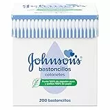 Johnson's Baby bastoncillos para bebés, niños y adultos (1 caja x 200 unidades), bastoncillos para los oídos con puntas 100% de algodón puro y palitos 100% de papel
