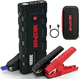 NEXPOW Arrancador de Coche 2000A,12V Arrancador de Baterias de Coches(para 7.0L Gas o 6.5L Diésel), Jump Starter con LED de Emergencia, Carga Rápida, Espera Larga, Clips de Seguridad Inteligentes