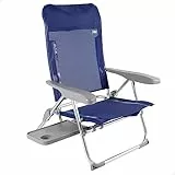 AKTIVE 62294 - Silla de Playa Plegable multiposición, con asa para fácil Transporte, 6 Posiciones, Medidas 61 x 60 x 89 cm, de Aluminio y antivuelco, Peso máximo soportado 110kg