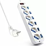 Ewent EW3932 - Regleta con 6 enchufes (Longitud cable 1.5 metros, 2500 W, protection para niños), color blanco