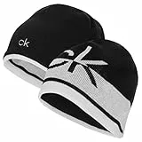 Calvin Klein Gorro de punto reversible CK para hombre, negro/blanco, talla única, negro/blanco, Taille unique