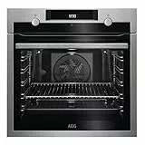 AEG BEE435111M Horno Eléctrico Multifunción, Integrable, Limpieza AquaClean, 9 Funciones, Cocción Multinivel, Display LCD Táctil, Ventilador XXL, 72 L de Capacidad, Inox, Clase A+