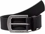 Calvin Klein Jeans Cinturón Hombre Classic Pin Buckle Leather Belt de piel, Negro (Black), 135 cm
