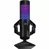 ASUS ROG Carnyx - Micrófono USB Gaming (cápsula de Condensador de 25 mm, 192 kHz/24 bits, cardioide, Filtro de Paso Alto, Filtro antipop, Soporte metálico antichoque, Aura Sync RGB), Negro
