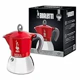 Bialetti - Cafetera Moka de Inducción, Adecuada para todo tipo de Placas, 6 Tazas de Café Espresso (280 Ml), Rojo