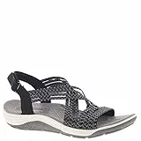 Skechers Reggae Cup Oh, Snap!, Sandalias de Punta Descubierta Mujer, Black Grey Gore, 37 EU