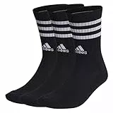 adidas Unisex adulto 3-Stripes Cushioned Crew Socks 3 Pairs, Black / White, 8.5-10
