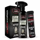 BassMotor Limpiador Cuero, Piel y Alcantara Coche Limpia, Desengrasa y Acondiciona Asientos y Tapicerias - Leather Reviver 500 ml + Bayeta Premium