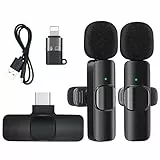 Genérico Microfono inalambrico para iPhone Android Wireless Profesional Juego de 2 Microfonos Mini de Solapa Ideal para Grabaciones Streaming y Entrevistas