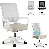 JUPPLIES Silla Escritorio Ergonomica - Silla Oficina con Apoyo Lumbar, Estructura de Plastico, Malla Transpirable, Ruedas Giratorias 360° Soporta hasta 120kg